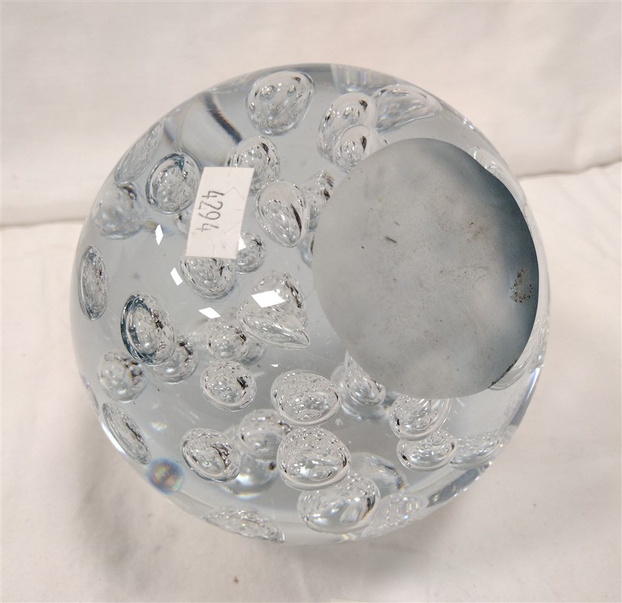 Inflatable Paperweight LARGE CLEAR GLASS CONTROLLED BUBBLE PAPERWEIGHT