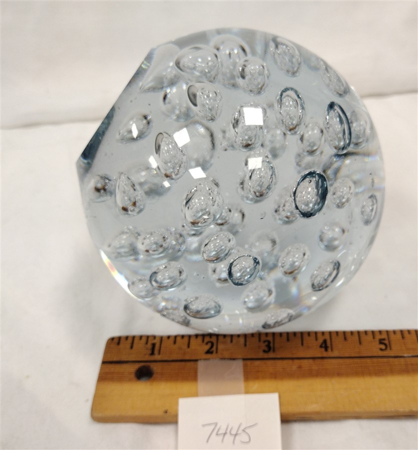 Inflatable Paperweight LARGE CLEAR GLASS CONTROLLED BUBBLE PAPERWEIGHT
