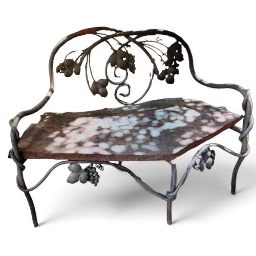 BRONZED GRAPE MOTIF GARDEN BENCH
