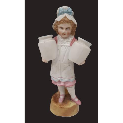 ANTIQUE GERMAN BISQUE FIGURE OF A GIRL WITH JUGS