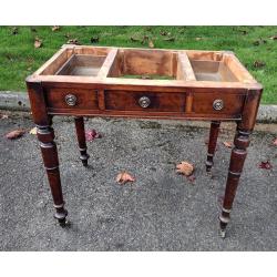 AS IS 2ND HALF 19TH CENTURY DESK BASE, ONE LEG BROKEN