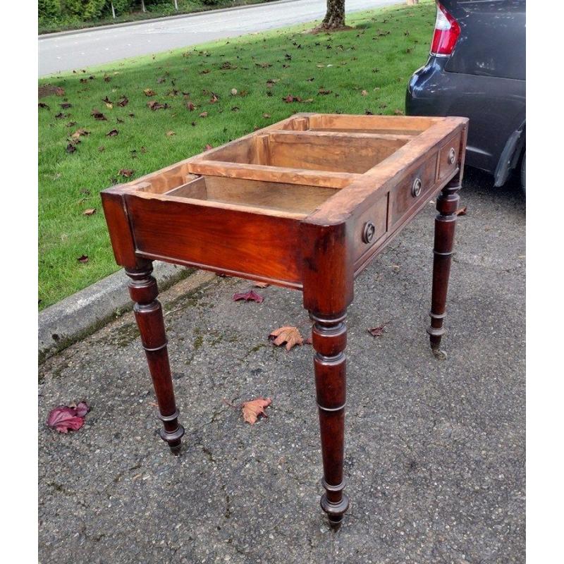 AS IS 2ND HALF 19TH CENTURY DESK BASE, ONE LEG BROKEN
