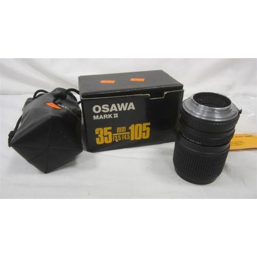 OSAWA MARK II 35MM - 105 LENS WITH BOX AND BAG. MINOLTA