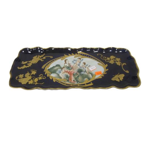HAND HIGHLIGHTED PORCELAIN TRAY WITH CHERUBS
