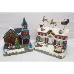 TWO BATTERY OPERATED CHRISTMAS HOUSES