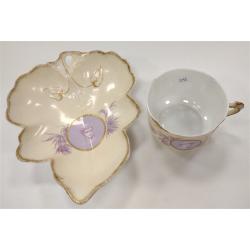 Antique Rosenthal Cameo Bavaria Sevres cup and leaf dish