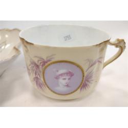 Antique Rosenthal Cameo Bavaria Sevres cup and leaf dish