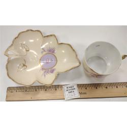 Antique Rosenthal Cameo Bavaria Sevres cup and leaf dish