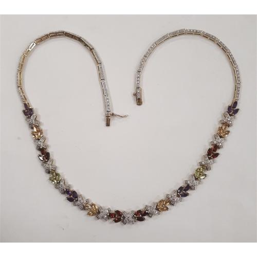 MULTI GEMSTONE STERLING CHINA NECKLACE