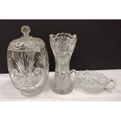 THREE PIECES OF PATTERNED GLASS