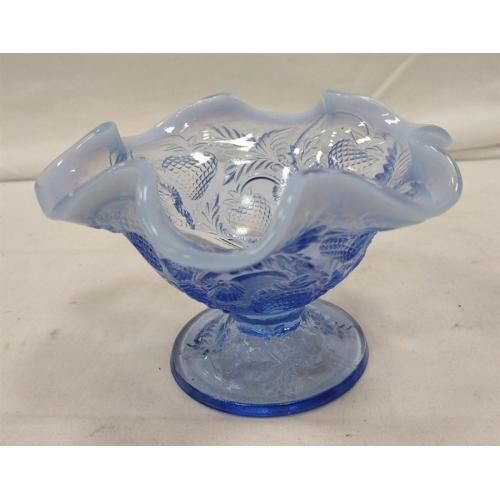 SMALL FENTON BLUE STRAWBERRY BOWL