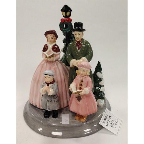 Hand decorated St Andrews Dickens Family Christmas Music Box FIGURINE