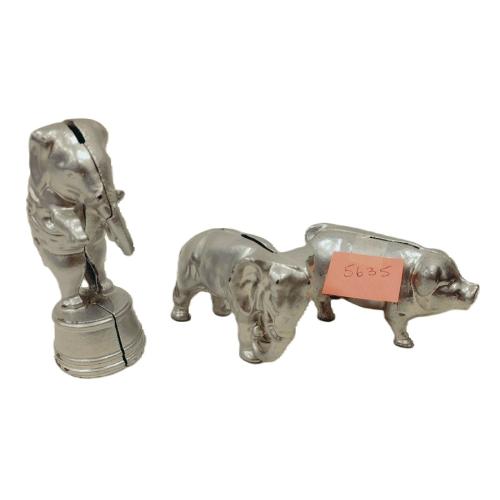 THREE SMALL CAST IRON STILL BANKS