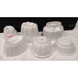 SIX PORCELAIN JELLO MOLDS