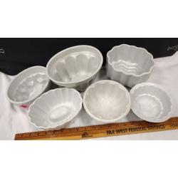 SIX PORCELAIN JELLO MOLDS