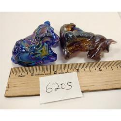TWO IRIDIZED GLASS SCOTTIE DOGS