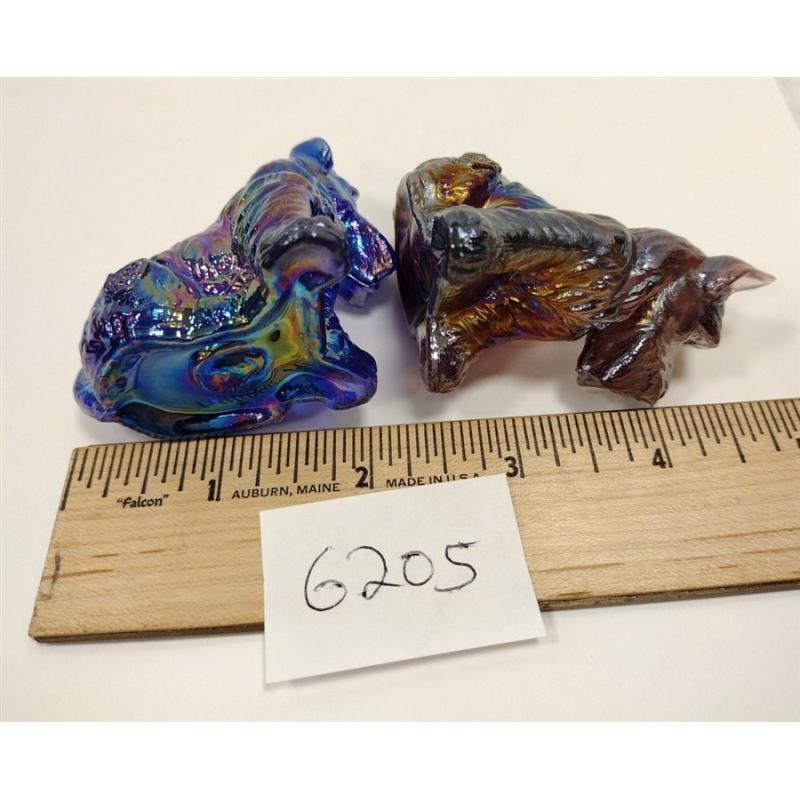 TWO IRIDIZED GLASS SCOTTIE DOGS