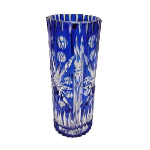 COBALT CUT TO CLEAR CYLINDER VASE