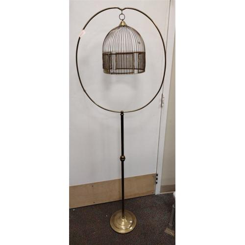 THE A.B. HENDRY & CO AS IS BRASS BIRD CAGE AND STAND STAND