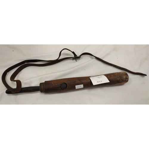 VINTAGE WOOD CLUB WITH LEATHER STRAP