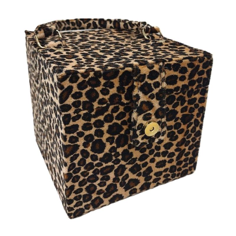 BOX PURSE/JEWELRY BOX WITH LEOPARD SKIN CLOTH COVER