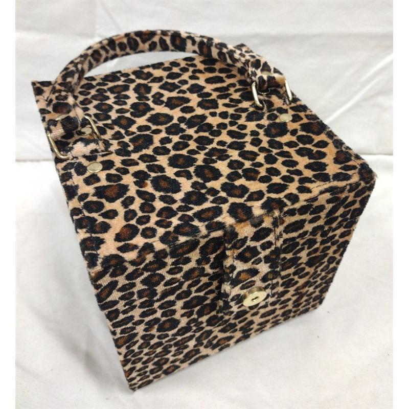 BOX PURSE/JEWELRY BOX WITH LEOPARD SKIN CLOTH COVER