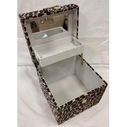 BOX PURSE/JEWELRY BOX WITH LEOPARD SKIN CLOTH COVER