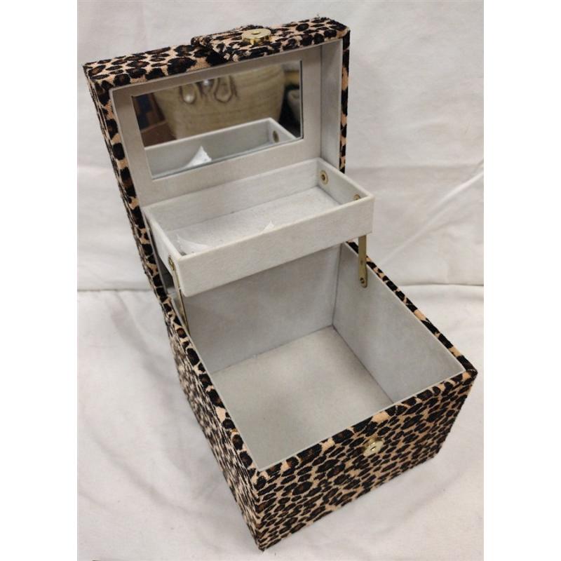 BOX PURSE/JEWELRY BOX WITH LEOPARD SKIN CLOTH COVER