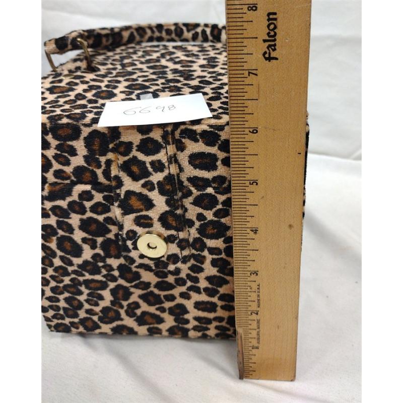 BOX PURSE/JEWELRY BOX WITH LEOPARD SKIN CLOTH COVER