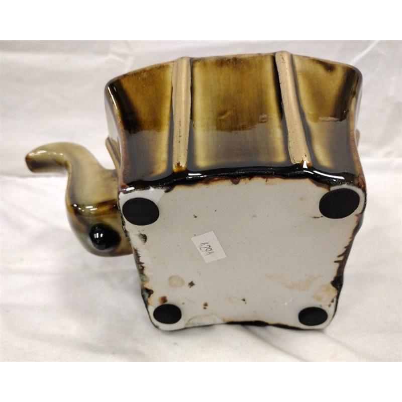 VINTAGE BROWN GREEN GLAZED CERAMIC TEAPOT