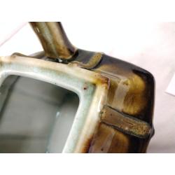 VINTAGE BROWN GREEN GLAZED CERAMIC TEAPOT