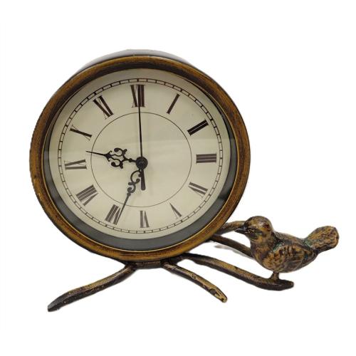 CONTEMPORARY METAL AND PLASTIC DESK CLOCK WITH BIRD