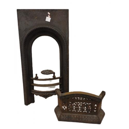 TWO ANTIQUE CAST IRON HEATER COMPONENTS