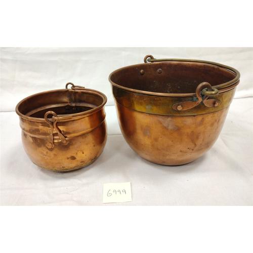 TWO COPPER POTS