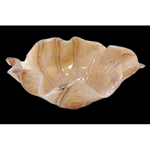 LARGE ARTIST SIGNED ART GLASS BOWL AS IS