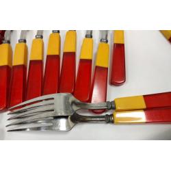 TWO TONE BAKELITE HANDLE FLATWARE