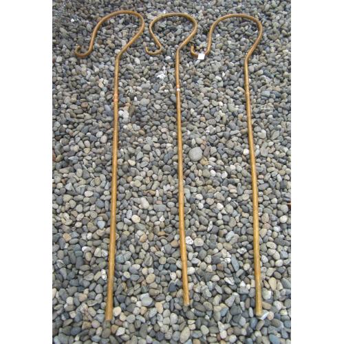 THREE VINTAGE BENT SHEPARDS HOOKS - AMISH STEAM BENT