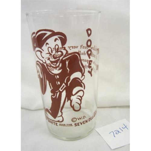 DISNEY SNOW WHITE "DOPEY" LIBBEY DRINKING GLASS