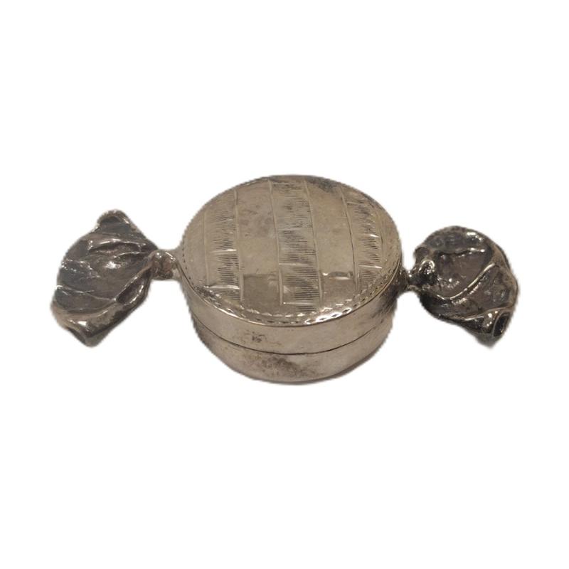 STERLING WRAPPED CANDY FORM PILL BOX