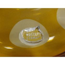 PAIR OF VINTAGE GERMAN YELLOW CUT TO CLEAR LUSTERS WITH PRISMS