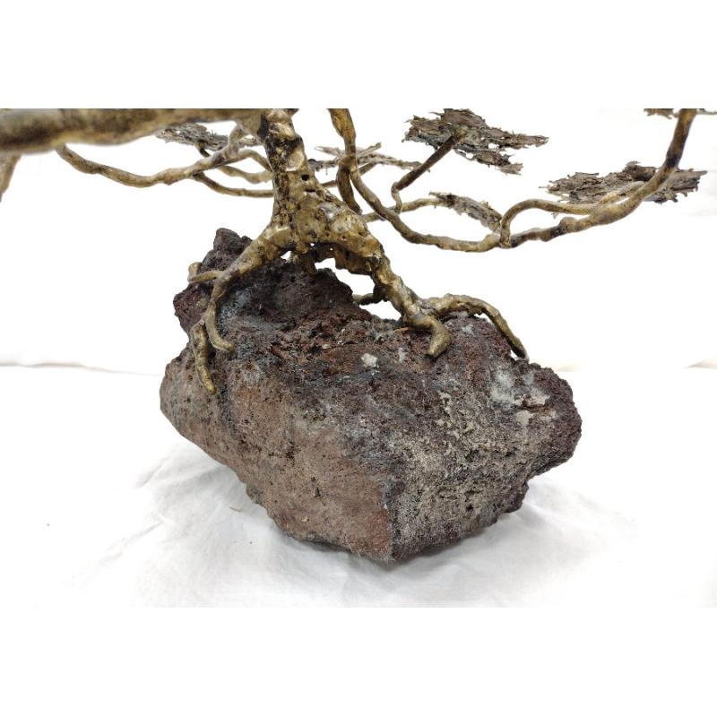 BRASS METAL ART TREE MOUNTED ON LAVA