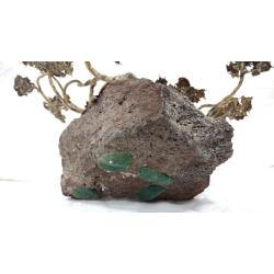 BRASS METAL ART TREE MOUNTED ON LAVA