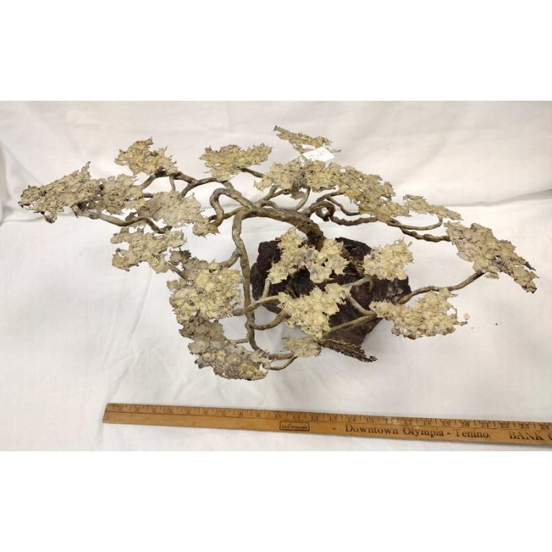 BRASS METAL ART TREE MOUNTED ON LAVA