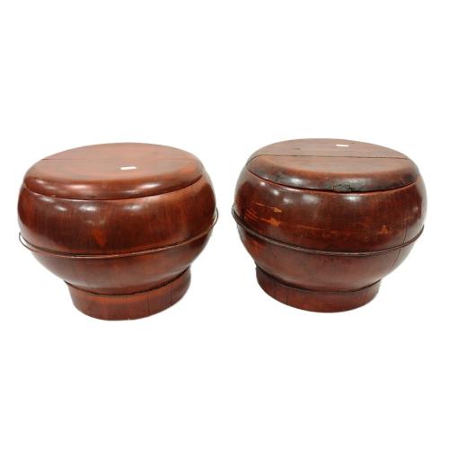 TWO CHINESE RED LACQUERED FOOD BOXES