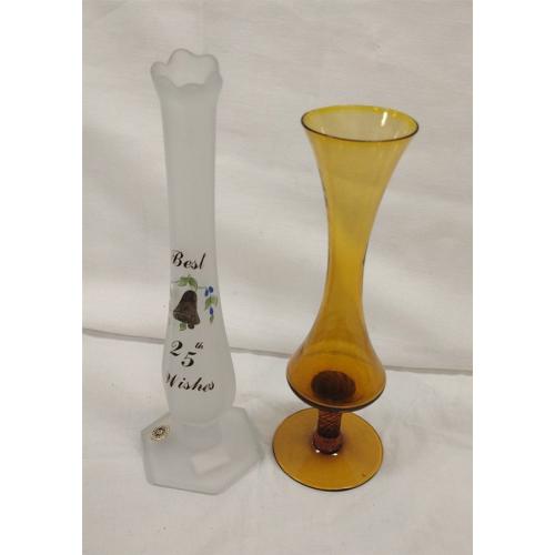 TWO VINTAGE GLASS BUD VASES