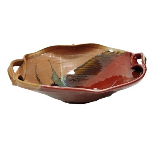 SIGNED FREE FORM STUDIO POTTERY LARGE BOWL