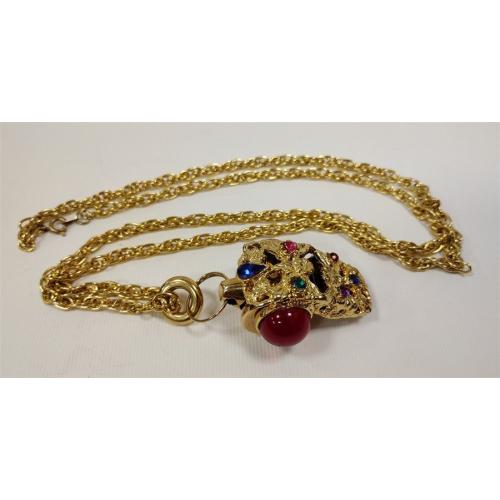 JEWELED WHISTLE ON CHAIN MADE IN TAIWAN