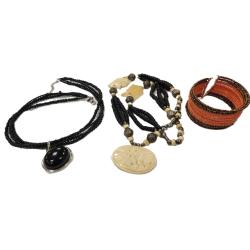 BEAD CUFF BRACELET AND NECKLACE WITH ELEPHANT FIGURES