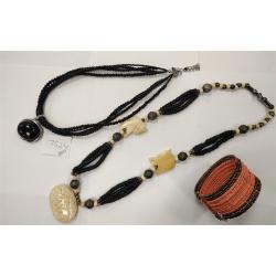 BEAD CUFF BRACELET AND NECKLACE WITH ELEPHANT FIGURES