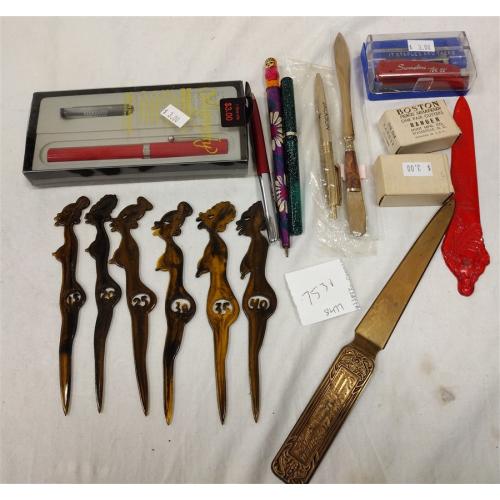PENS, LETTER OPENERS, DESK ITEMS